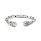 Samuel B. Women's Bracelets Silver - Freshwater Cultured Pearl & Two-Tone Hinge Cuff