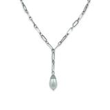 Samuel B. Women's Necklaces Silver - Cultured Pearl & Sterling Silver Paperclip Chain Y Pendant Necklace