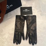 Coach Accessories | Coach Leather Gloves In Black, Size 6.5 | Color: Black | Size: 6.5 Glove