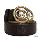 Gucci Accessories | Authentic Gucci Brown Pebbled Calfskin Gold Interlocking G Buckle Belt 8032 | Color: Brown | Size: 8032