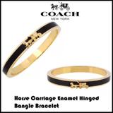 Coach Jewelry | Nwt Coach New York Horse & Carriage Enamel Hinged Bangle Bracelet Black $95.00 | Color: Black/Gold | Size: Os