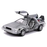 Jada Toys DeLorean Brushed Metal Time Machine with Lights Flying Version Back to the Future Part II 1989 Movie Hollywood Rides Series 1 by 24 Diecast Model Car Car Play Vehicles