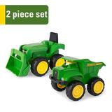 John Deere 6 Sandbox Toy Vehicle Set Dump Truck and Tractor Toy Vehicles 2 Pack Green