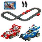 Carrera GO Battery Operated 1:43 Scale Paw Patrol 14 Slot Car Race Track Set with Jump Ramp featuring Chase versus Marshall