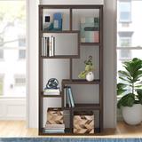 Mercury Row® Tello 10-shelf Geometric Bookcase, Wood in Brown, Size 70.75 H x 35.0 W x 11.75 D in | Wayfair 91EFDB3A976B4D0C905B4D782AE4D875