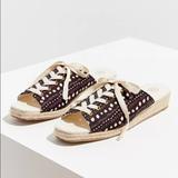 Urban Outfitters Shoes | Uo Block Print Lace-Up Espadrille Sandal | Color: Black/Cream | Size: 10