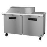 Hoshizaki SR60A-18M Steelheart 60" Sandwich/Salad Prep Table w/ Refrigerated Base, 115v, 2 Refrigerated Base Sections, 18-Pan Top Rail Capacity, Stainless Steel
