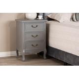 Baxton Studio Capucine Antique French Country Cottage Grey Finished Wood 3-Drawer End Table - Wholesale Interiors JY18A028-Grey-ET