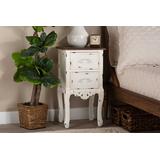 Baxton Studio Levron Classic and Traditional Two-Tone Walnut Brown and Antique White Finished Wood 2-Drawer End Table - Wholesale Interiors JY20B091-Antique White-ET