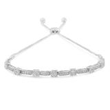 .925 Sterling Silver 1/4 Cttw Diamond 4-10 Adjustable Bolo Alternating Square