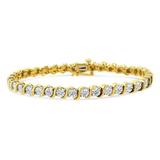 14k Yellow Gold Plated .925 Sterling 1/10 Cttw Round Miracle Plate ''s'' Link Tennis Bracelet -7''