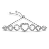 .925 Sterling Silver Diamond Accent Interlinking Triple Heart 4-10 Adjustable Bolo Bracelet