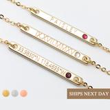 Birthstone Necklace Personalized Jewelry Name Engraved For Women Flush Birthday Bridal Topaz -2Bsn