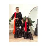 Floral Black/Mom & Me Gharara Outfit