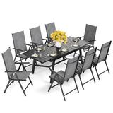 Alphamarts 8 Person Outdoor Dining Set,patio Dining Table & Metal Dining Chairs, Dining Furniture Set For Patio, Deck, Yard, Porch Metal in Blue/Gray