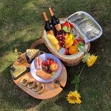 Bayou Breeze Decara Picnic Basket Set For 2 People, Equipped w/ Mini Folding Wine Picnic Table, Large Insulated Refrigerated Bag & Tableware Set
