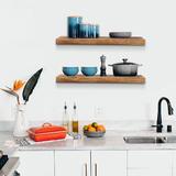 Latitude Run® Wooden Shelves Farmhouse Shelves For Wall Decor Wood in Brown/Green, Size 0.98 H x 16.5 W x 5.7 D in | Wayfair
