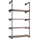 Williston Forge Solid Wood Shelf/Shelf/Shelf Shelf/Shelf Metal Iron Pipe Wood in Brown, Size 56.0 H x 31.0 W x 12.0 D in | Wayfair