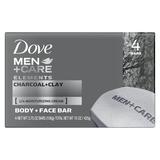 Dove Men+Care Elements Charcoal + Clay Body and Face Bar 4 Oz 4 Bar