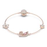 Swarovski Dazzling Swan bracelet, Magnetic closure, Swan, Pink, Rose gold-tone plated