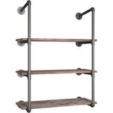 Williston Forge Solid Wood Shelf/Shelf/Shelf Shelf/Shelf Metal Iron Pipe Wood in Brown, Size 42.0 H x 31.0 W x 12.0 D in | Wayfair