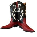 Nine West Shoes | 90s Red Black Leather Cowboy Boots Nine West Romnee | Color: Black/Red | Size: 5