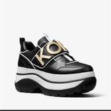 Michael Kors Shoes | Michael Kors Cortlandt Embellished Leather Platform Trainer - Black | Color: Black/White | Size: 9.5