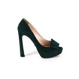 Miu Miu Heels: Pumps Platform Cocktail Party Green Print Shoes - Women's Size 37 - Peep Toe