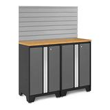 NewAge Products BOLD 3.0 Series Grey 4-Piece Cabinet Set with Bamboo Top and Backsplash