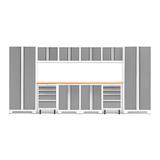 NewAge Products BOLD Series Platinum 12-Piece Cabinet Set with Bamboo Top and LED Lights