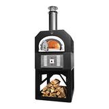 Chicago Brick Oven 38" x 28" Hybrid Countertop Liquid Propane / Wood Pizza Oven with Stand (Solar Black - Residential)