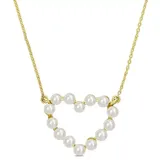 Belk & Co White Freshwater Cultured Pearl Open Heart Pendant With Chain In 14K Yellow Gold