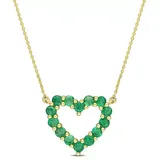 Belk & Co Emerald Open Heart Pendant With Chain In 10K Yellow Gold