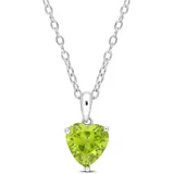 Belk & Co Peridot Heart Pendant With Chain In Sterling Silver, White