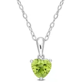 Belk & Co Peridot Heart Pendant With Chain In Sterling Silver, White