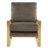 LeisureMod Upholstered Solid Back Arm Chair Upholstered, Metal in Gray, Size 35.0 H x 29.0 W x 35.0 D in | Wayfair JA29DGR