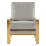 LeisureMod Upholstered Solid Back Arm Chair Upholstered, Metal in Gray, Size 35.0 H x 29.0 W x 35.0 D in | Wayfair JA29LGR