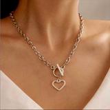 Free People Jewelry | Chain Heart Lock Silver Choker Necklace | Color: Silver | Size: Os