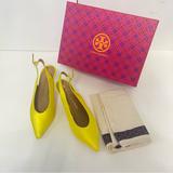 Tory Burch Shoes | Tory Burch Acidic Yellow Satin Slingback Pump- New In Box- Size 7 - Reemoly | Color: Silver/Yellow | Size: 7