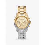 Michael Kors Runway Pavé Two-Tone Watch Silver One Size