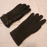 Coach Accessories | Coach Unisex Leather And Wool Gloves | Color: Black | Size: Os
