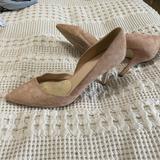 J. Crew Shoes | J.Crew Pointed Toe Suede Mid-Level Heels | Color: Cream/Tan | Size: 10