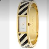 Kate Spade Accessories | Kate Spade Carousel Gold Black White Striped Earn Your Stripes Bangle Watch | Color: Black/Gold | Size: Os