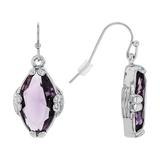 Purple Crystal Silver Tone Dangle Earrings
