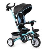 Costway 6-in-1 Detachable Kids Baby Stroller Tricycle with Canopy and Safety Harness-Blue