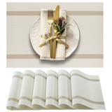 Ebern Designs More Decor Dining Table Placemats, Washable Heat-Resistant PVC Vinyl Table Mats For Dining Room & Kitchen in White/Brown | Wayfair
