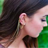 Free People Jewelry | Free People Crystal Ear Cuff Earrings Set | Color: Gold | Size: Os
