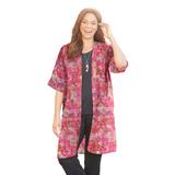 Plus Size Women's Luxe Georgette Long Kimono by Catherines in Pink Burst Batik (Size 0X)