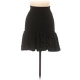 Sonia Rykiel Wool A-Line Skirt Knee Length: Black Print Bottoms - Women's Size 42