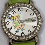 Disney Accessories | Disney Time Works Tinker Bell Crystal Watch | Color: Gray/Green/Silver | Size: Os
